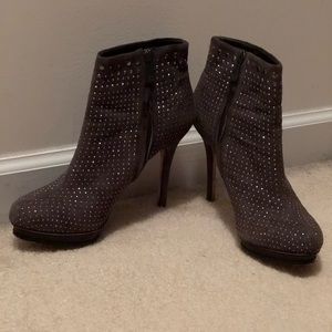 BCBG Maxazria gray studded booties